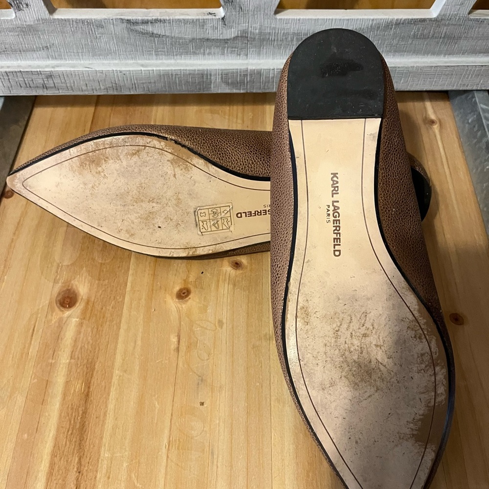 Karl Lagerfeld Metallic Brown Loafers - Picture 5 of 5